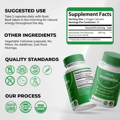 Evola Moringa Capsules - Pure Energy & Gut Support